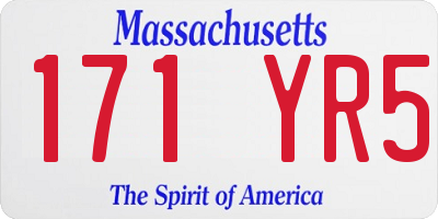 MA license plate 171YR5