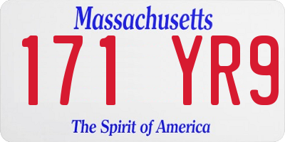 MA license plate 171YR9