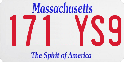 MA license plate 171YS9