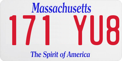 MA license plate 171YU8