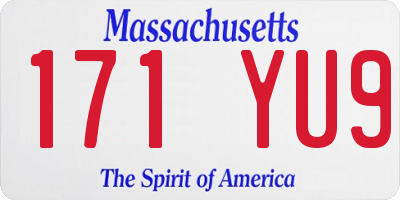 MA license plate 171YU9