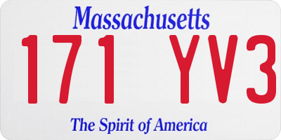 MA license plate 171YV3
