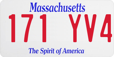 MA license plate 171YV4