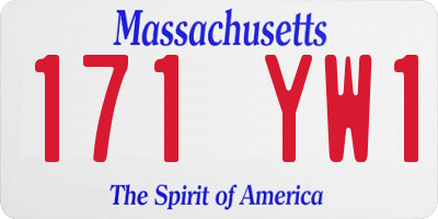 MA license plate 171YW1
