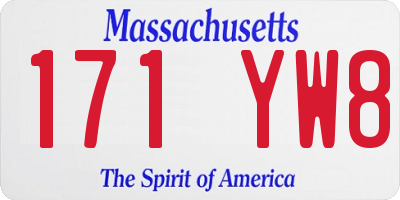 MA license plate 171YW8