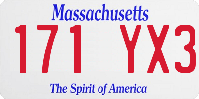MA license plate 171YX3