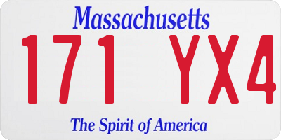 MA license plate 171YX4