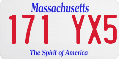 MA license plate 171YX5