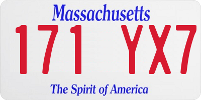 MA license plate 171YX7