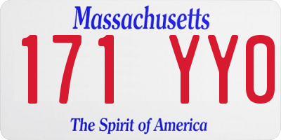 MA license plate 171YY0