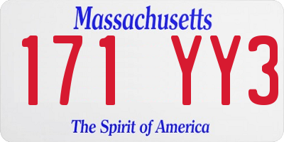 MA license plate 171YY3