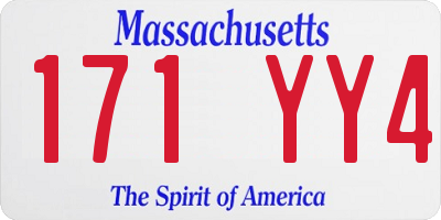 MA license plate 171YY4