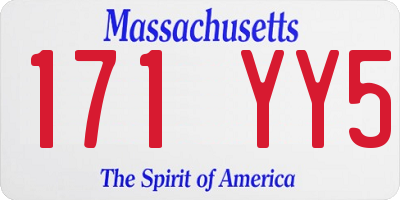MA license plate 171YY5