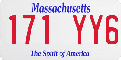MA license plate 171YY6