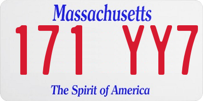 MA license plate 171YY7
