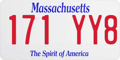 MA license plate 171YY8