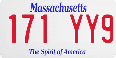 MA license plate 171YY9