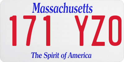 MA license plate 171YZ0