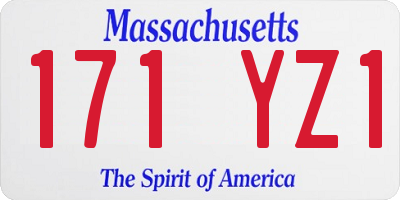 MA license plate 171YZ1