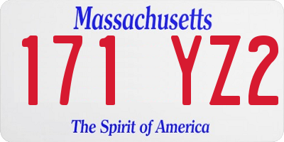 MA license plate 171YZ2
