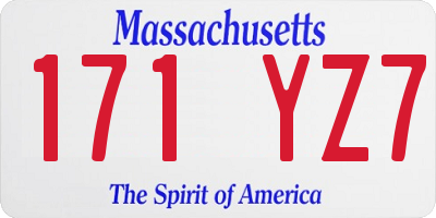 MA license plate 171YZ7