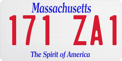 MA license plate 171ZA1