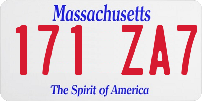 MA license plate 171ZA7