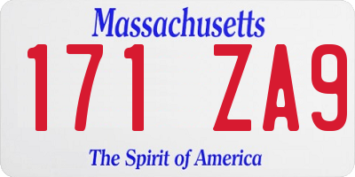 MA license plate 171ZA9
