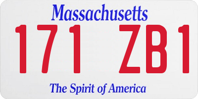 MA license plate 171ZB1