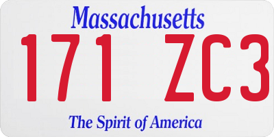MA license plate 171ZC3