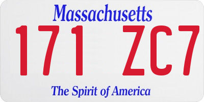 MA license plate 171ZC7