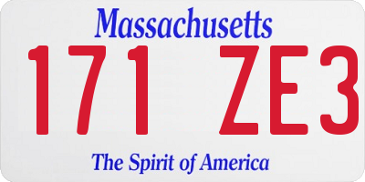 MA license plate 171ZE3