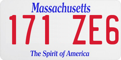 MA license plate 171ZE6