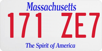 MA license plate 171ZE7