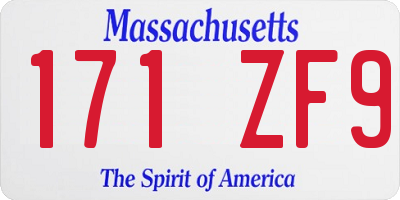 MA license plate 171ZF9
