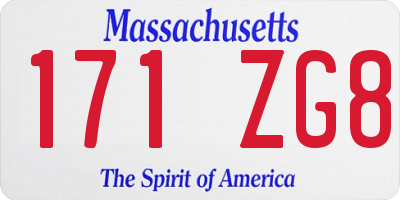 MA license plate 171ZG8