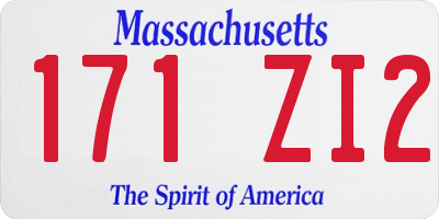 MA license plate 171ZI2