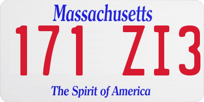 MA license plate 171ZI3
