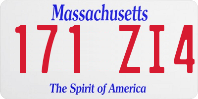 MA license plate 171ZI4