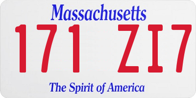 MA license plate 171ZI7