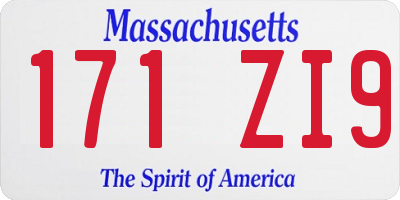 MA license plate 171ZI9
