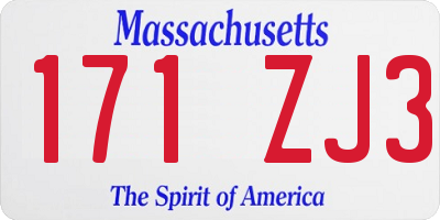 MA license plate 171ZJ3