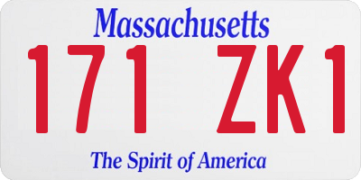 MA license plate 171ZK1