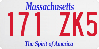 MA license plate 171ZK5