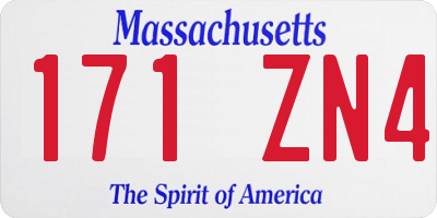 MA license plate 171ZN4