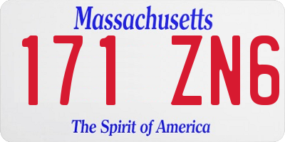 MA license plate 171ZN6