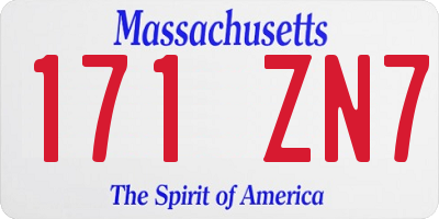 MA license plate 171ZN7