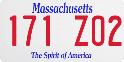 MA license plate 171ZO2