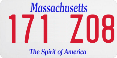 MA license plate 171ZO8