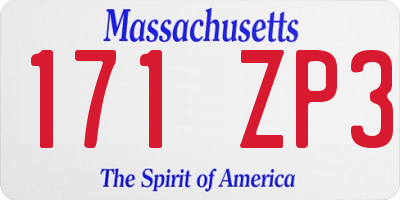 MA license plate 171ZP3